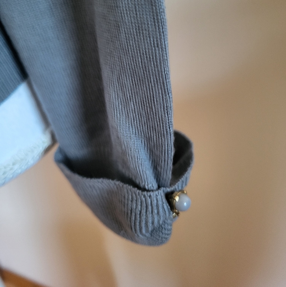 J. Crew Melanie Merino Wool Button Cuff Cardigan Gray Size Large - Picture 5 of 8